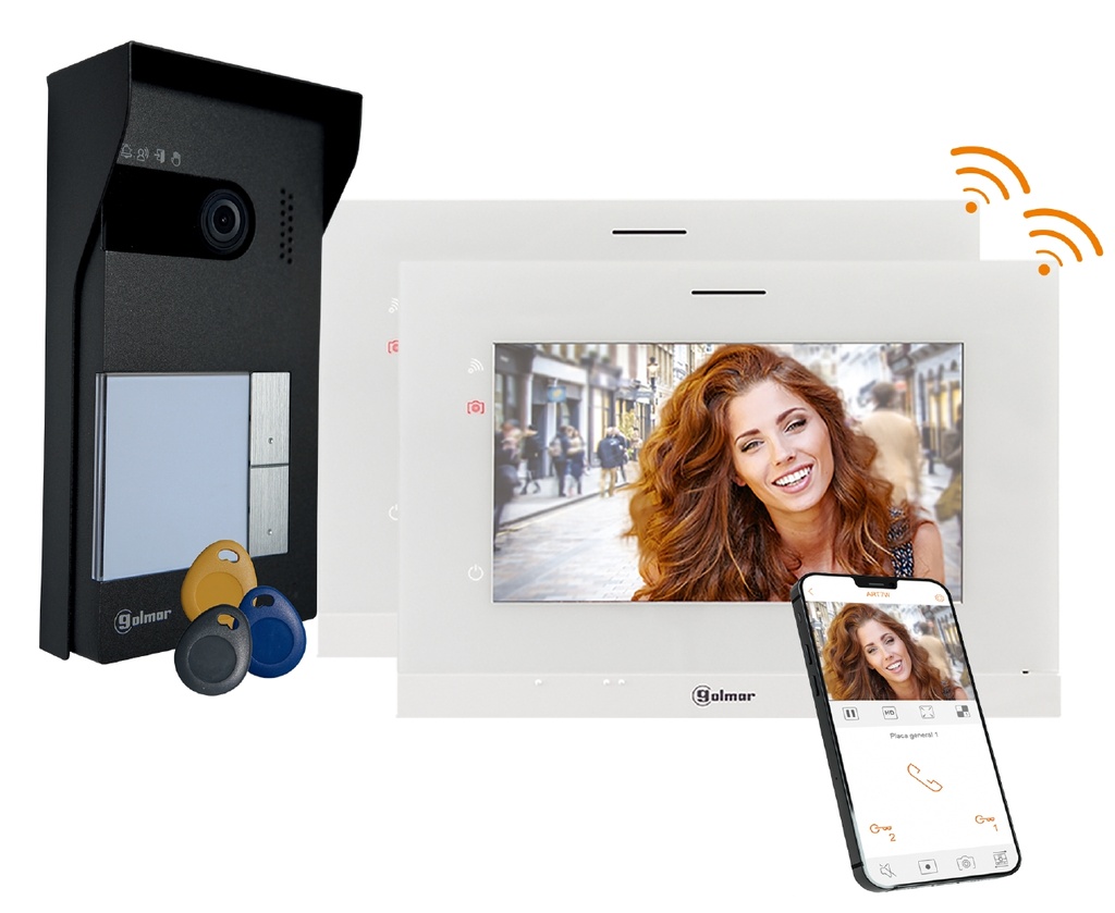 Kit vidéo SOUL 2 appels avec moniteurs WiFi ART7W (mémoire + contrôle accès)